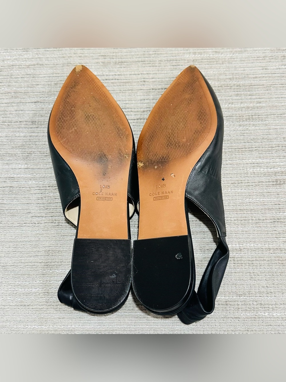 Cole Haan Eden Skimmer Ballet Flats Black Leather Pointed Toe Slingback Sz10,5 - Picture 8 of 10
